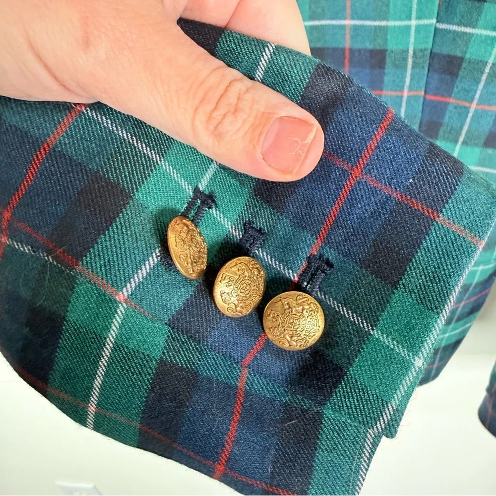 J.Crew Green Navy And Green Tartan Plaid Wool Blazer